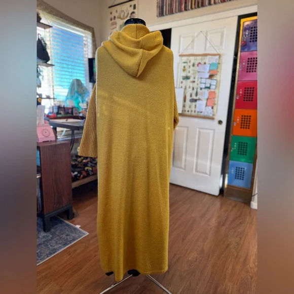 Yellow Hooded Cozy Shrug Long Cardigan - Picture 3 of 7